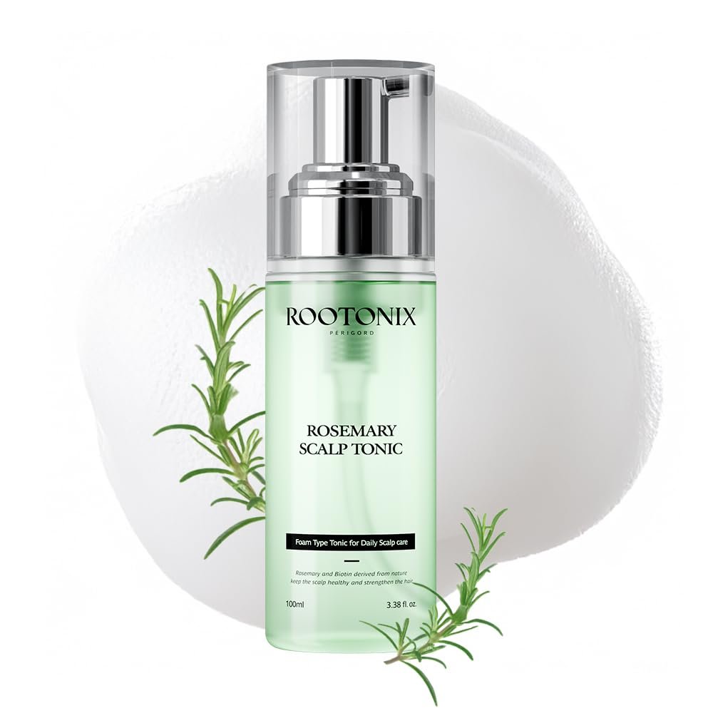 ROOTONIX Rosemary Scalp Tonic for Thinning Hair, Leave-In Treatment, K-Beauty Hair Growth Foam with Biotin, Caffeine (3.38oz /100 ml)