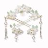 5 Pcs Camellia Flower Tassels Hairpin, Chinese Hanfu Flower Hairpin Crystal Rhinestone Pearl Hair Clips Headpiece, Retro Chinese Hanfu Wedding Brides Hair Accessories for Women Girls view 1