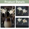 5 Pcs Camellia Flower Tassels Hairpin, Chinese Hanfu Flower Hairpin Crystal Rhinestone Pearl Hair Clips Headpiece, Retro Chinese Hanfu Wedding Brides Hair Accessories for Women Girls view 3