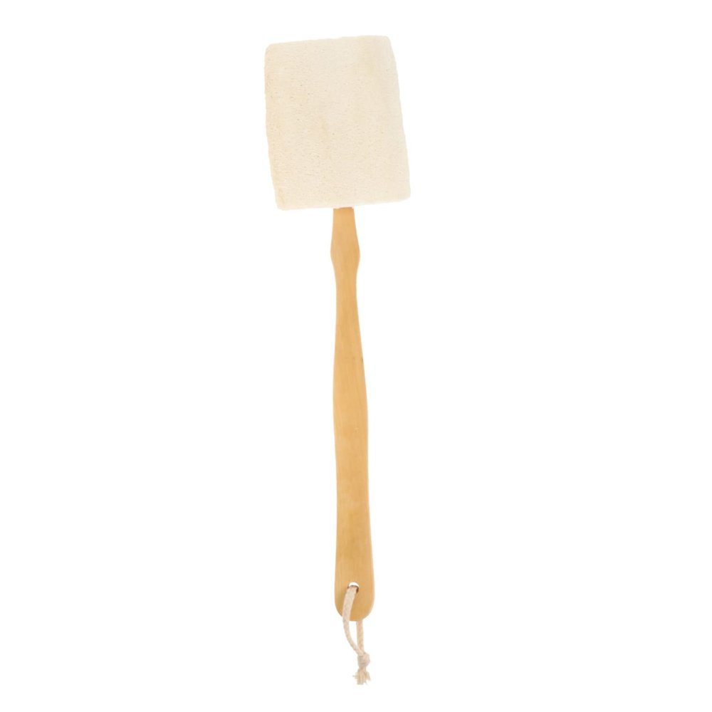 PartyKindom Bathing Brush Long Handle Bath Tool Loofah Sponges Back Exfoliator Wooden Handle Non-Slip Storage