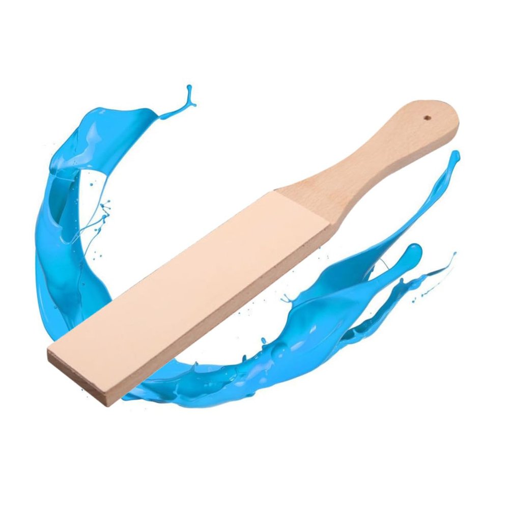 Two Sided Leather Strop Razor Sharpener with Handle Beech Beige