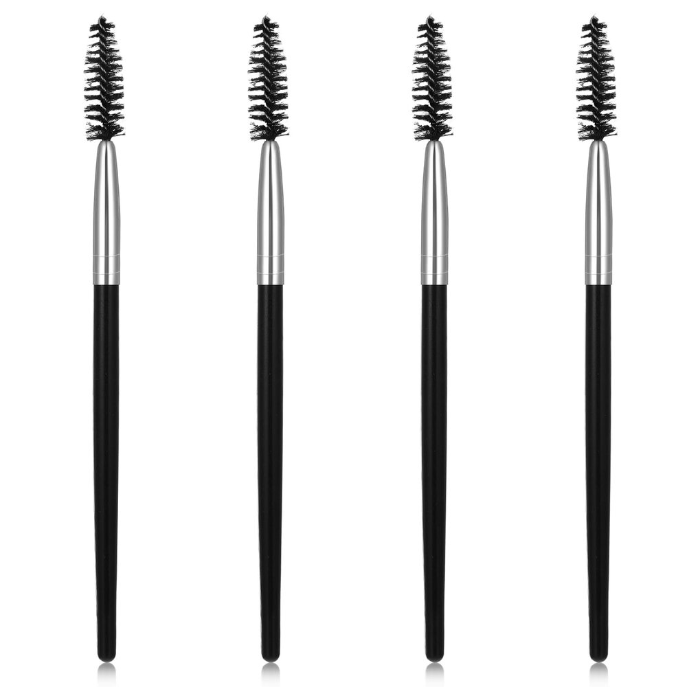 4 Pack Makeup Lash Spoolies Set Reusable Mascara Brush Eyelash Brush Wands Black Portable Eye Brushes for Eyelash Extension Makeup Lifting Eyebrow