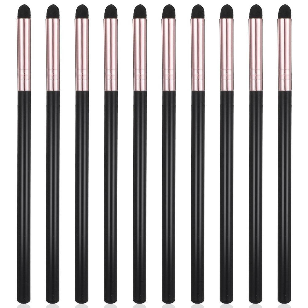10 PCS Eyeliner Smudge Brush Eye Shadow Applicators Eyeshadow Blending Brush Sponge Pointed Pencil Stick Set Sponge Tip Reusable Blending Makeup Tool for Eyebrow Gel Cream Liquid Concealer (Black)