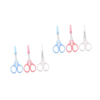 SAFIGLE 6pcs Stainless Scissors Curved Eyebrow Straight Eyelash Rounded Nose Hair Trimmers for Makeup and Grooming Portable and Tools