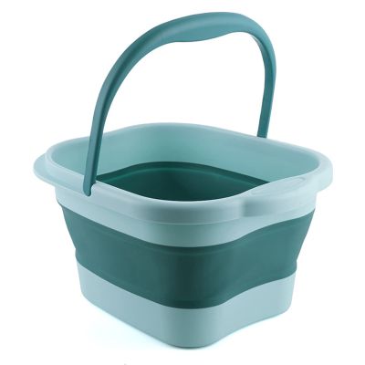 1/3 Footbath Tub - Tpe Spa Bath Tub, Foldable Foot Bath Tool | Foot Soaking Bath Basin, Foldable Foot Bath Tool, Stress Relief Foot Spa for Family Pedicure, Soaking Tired Feet, 17x13x9in(Blue+Green)