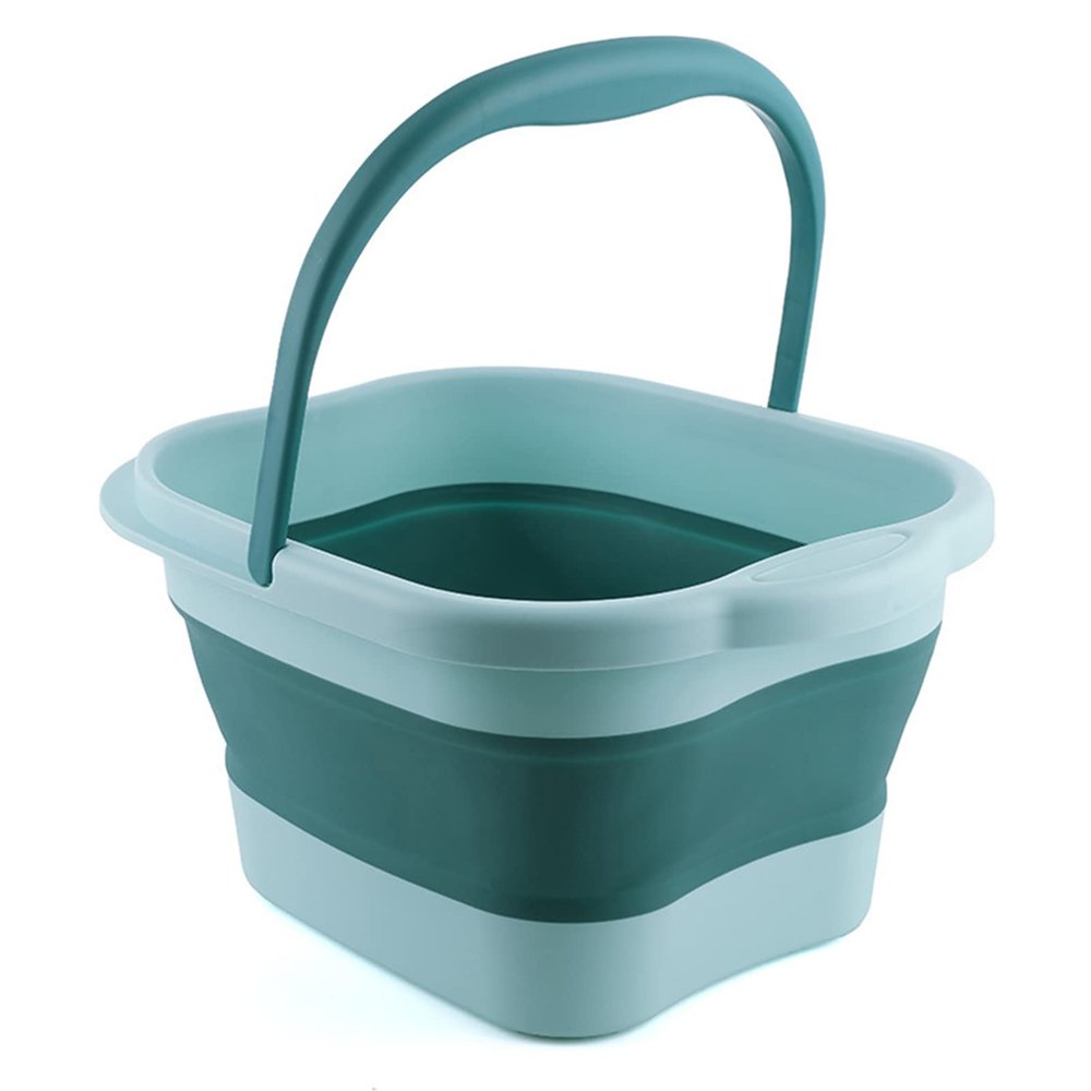 1/3 Footbath Tub - Tpe Spa Bath Tub, Foldable Foot Bath Tool | Foot Soaking Bath Basin, Foldable Foot Bath Tool, Stress Relief Foot Spa for Family Pedicure, Soaking Tired Feet, 17x13x9in(Blue+Green)