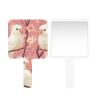 LANYANYQ Multi Purpose Hand Mirror Parrot White Animal Bird with Distortion Free Reflection, 6.7 x 3.95 in, Small Cute Orbicular Hand Mirror Romantic Pink Flowers view 2