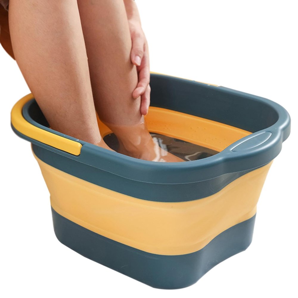 1/3 Footbath Tub - Tpe Spa Bath Tub, Foldable Foot Bath Tool | Foot Soaking Bath Basin, Foldable Foot Bath Tool, Stress Relief Foot Spa for Family Pedicure, Soaking Tired Feet, 17x13x9in(Yellow+blue)