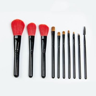 10 Makeup Brushes Set Wooden Handle Makeup Tools Beauty School Makeup Brushes(D)