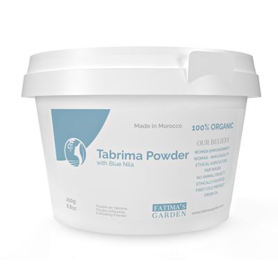 Fatima's Garden Moroccan Hammam Exfoliant - Tbrima/Saqla with Blue Nila for Smooth, Radiant Skin - 250g