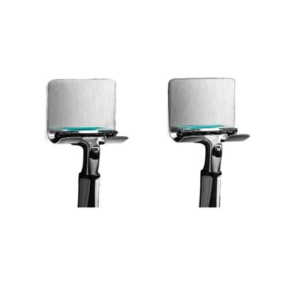 Bathroom Shelf Razor Stand Wall Razor Holder Shower Blade Holder Man Shaver For Bathroom Hook Hanger Shaving(Silver)