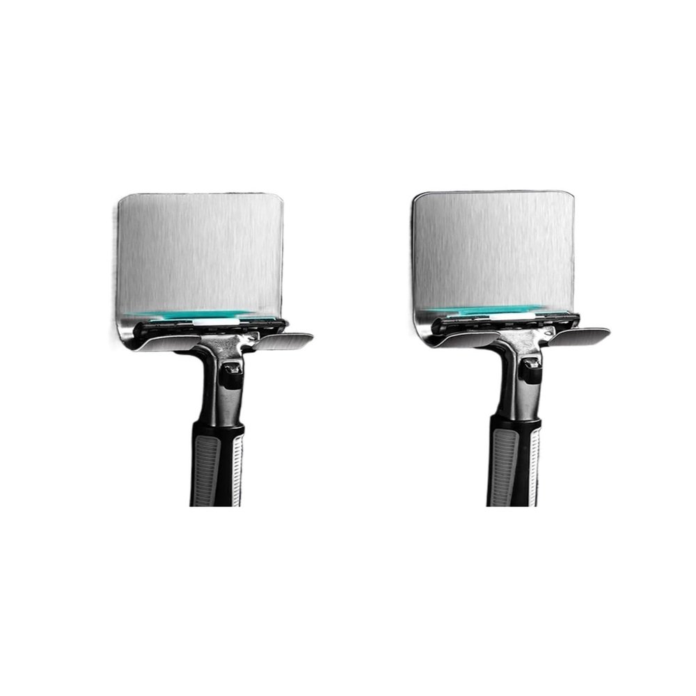 Bathroom Shelf Razor Stand Wall Razor Holder Shower Blade Holder Man Shaver For Bathroom Hook Hanger Shaving(Silver)