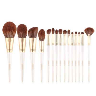 15 White Makeup Brushes Synthetic Fiber Eye Shadow Powder Set Mixed Eyelashes Eyebrows