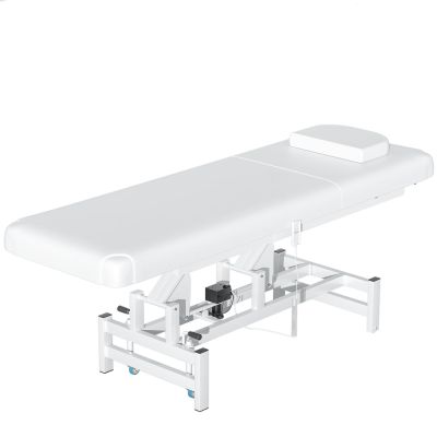 Electric Lift Massage Physical Therapy Table with Adjustable Backrest, Lockable Wheels, 4'' Think Premium Foam, 1500Lbs Capacity Professional Electric Massage Bed Commercial Home Use, White