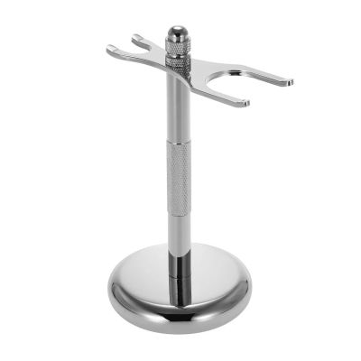 Men Razor Holder Stainless Steel Shaving Brush Stand Safety Razor It Holder 15cm Rack & Brush Not Including(Silver)