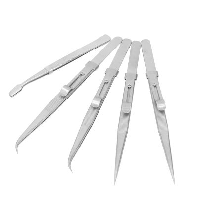 5PCS Tweezers Set Stainl Steel Static Curved Straight Flat Set for Electronics Jewelry Making Crafts Model Building Soldering Tweezers SetStainl Steel Tweezers SetCurved T Static