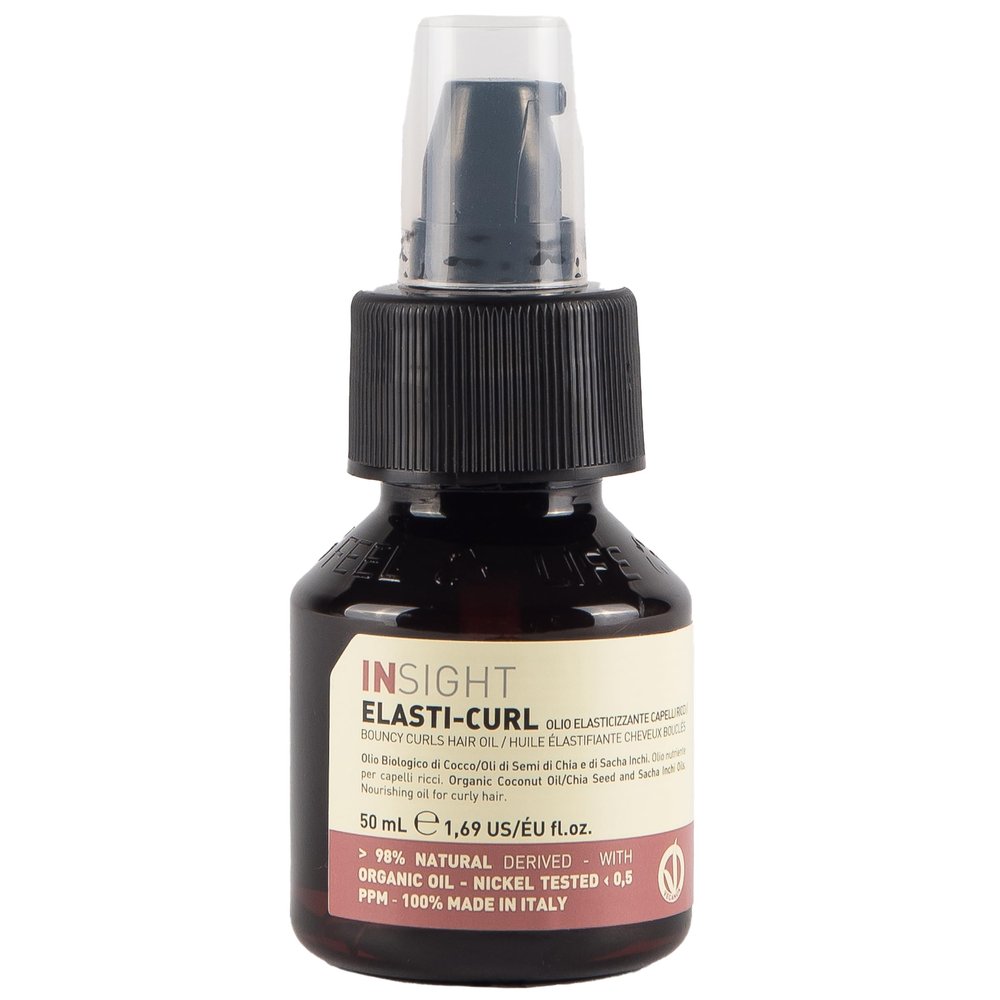 Insight ElastiCurl Hair Oil for Bouncy Curls with Coconut, Chia & Sacha Inchi Oils for Nourishing, Lightweight Shine, 1.7 Fl. Oz. / 50 mL