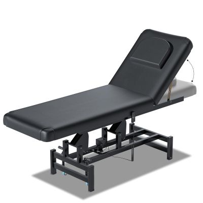 Electric Lift Massage Physical Therapy Table with Adjustable Backrest, Lockable Wheels, 4'' Think Premium Foam, 1500Lbs Capacity Professional Electric Massage Bed Commercial Home Use, Black