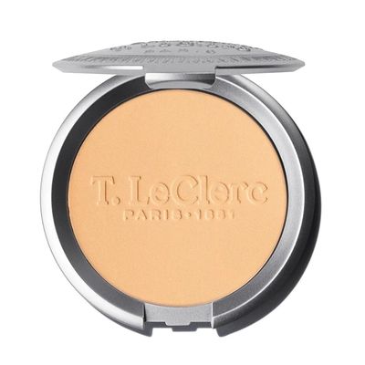 T.LeClerc Rice Compact Powder Anti-Aging Pressed Powder with Brown Rice Ferment Long-Lasting Natural Matte Finish Moisturizing | Non-Comedogenic Face Powder (ABRICOT, 9G)