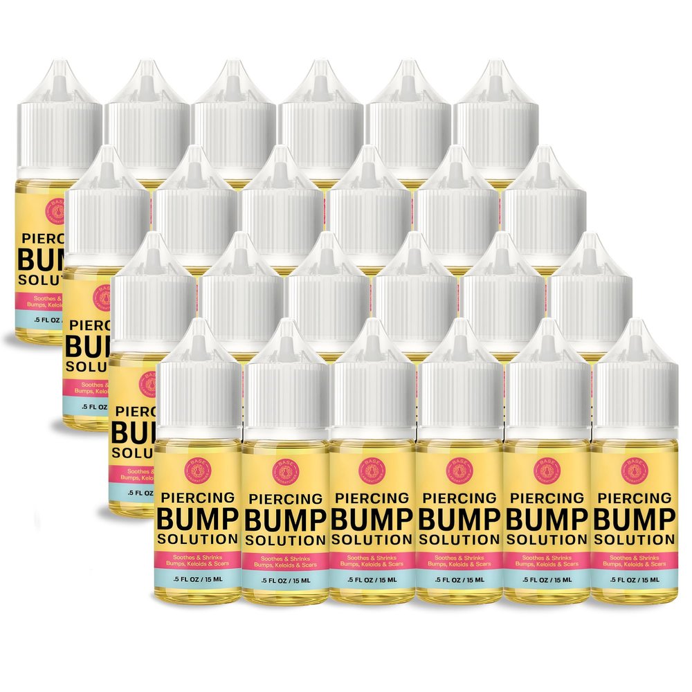 BASE LABORATORIES Piercing Bump Solution & Keloid Bump Removal Oil  Wholesale Pack of 24  0.5 oz Bottles | Professional Aftercare for Piercing Bumps & Keloid Scar Reduction