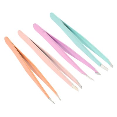 CALLARON 12pcs Stainless Steel Eyebrow Tweezers Kit Pointed Flat and Knife Tips for Effortless Eyebrow Grooming and Travel Convenience