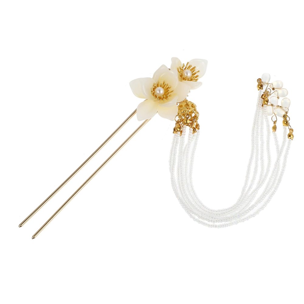 DECOMELODY Flower Hair Sticks Tassels 2-Piece Set Adjustable Length Alloy Material Elegant Hair Accessories for Women and Girls Suitable for Traditional Costumes and Special Occasions