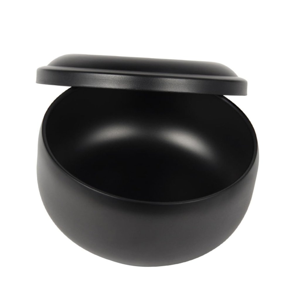 CALLARON 1pc Simple Shaving Bowl Stainless Steel Foaming Container with Lid for Home Use Smooth Edges Easy to Clean Portable Bubbling Bowl for Shaving Needs