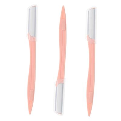 KAILIKETIY 3pcs Pink Eyebrow Trimmer Facial Hair Razor Kit for Gentle Eyebrow Shaping Portable Makeup Tool for Women for Travel and Daily Use