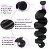 100% Unprocessed Brazilian Virgin Human Hair 12A Body Wave Bundles Human Hair 1 Bundle Human Hair Extensions 20 Inch Natural Black view 3