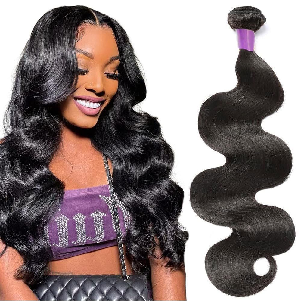 100% Unprocessed Brazilian Virgin Human Hair 12A Body Wave Bundles Human Hair 18 Inch 1 Bundle Human Hair Extensions Natural Black