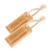 KAILIKETIY 2pcs Double-Sided Nail Cleaners Professional Nail Cleaning Brush Set for Home Manicure Bamboo Handle Natural Bristles Suitable for Fingernail and Toenail Care view 1