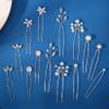 14 Pieces Bride Hair Pins Rhinestones Hair Accessories for Women Crystal Wedding Hairpiece for Bridesmaids view 3