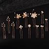 12 Pieces Bride Hair Pins Rhinestones Gold Hair Accessories for Women Crystal Wedding Hairpiece for Bridesmaids view 1