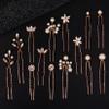 14 Pieces Bride Hair Pins Rhinestones Gold Hair Accessories for Women Crystal Wedding Hairpiece for Bridesmaids view 1