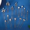 14 Pieces Bride Hair Pins Rhinestones Gold Hair Accessories for Women Crystal Wedding Hairpiece for Bridesmaids view 2