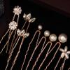 14 Pieces Bride Hair Pins Rhinestones Gold Hair Accessories for Women Crystal Wedding Hairpiece for Bridesmaids view 3