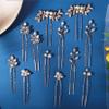 12 Pieces Bride Hair Pins Rhinestone Bridal Gold Hairpiece for Women Crystal Wedding Hair Accessories for Bridesmaids view 2