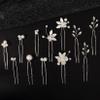12 Pieces Bride Hair Pins Rhinestones Hair Accessories for Women Crystal Wedding Hairpiece for Bridesmaids view 1