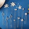 12 Pieces Bride Hair Pins Rhinestones Hair Accessories for Women Crystal Wedding Hairpiece for Bridesmaids view 3
