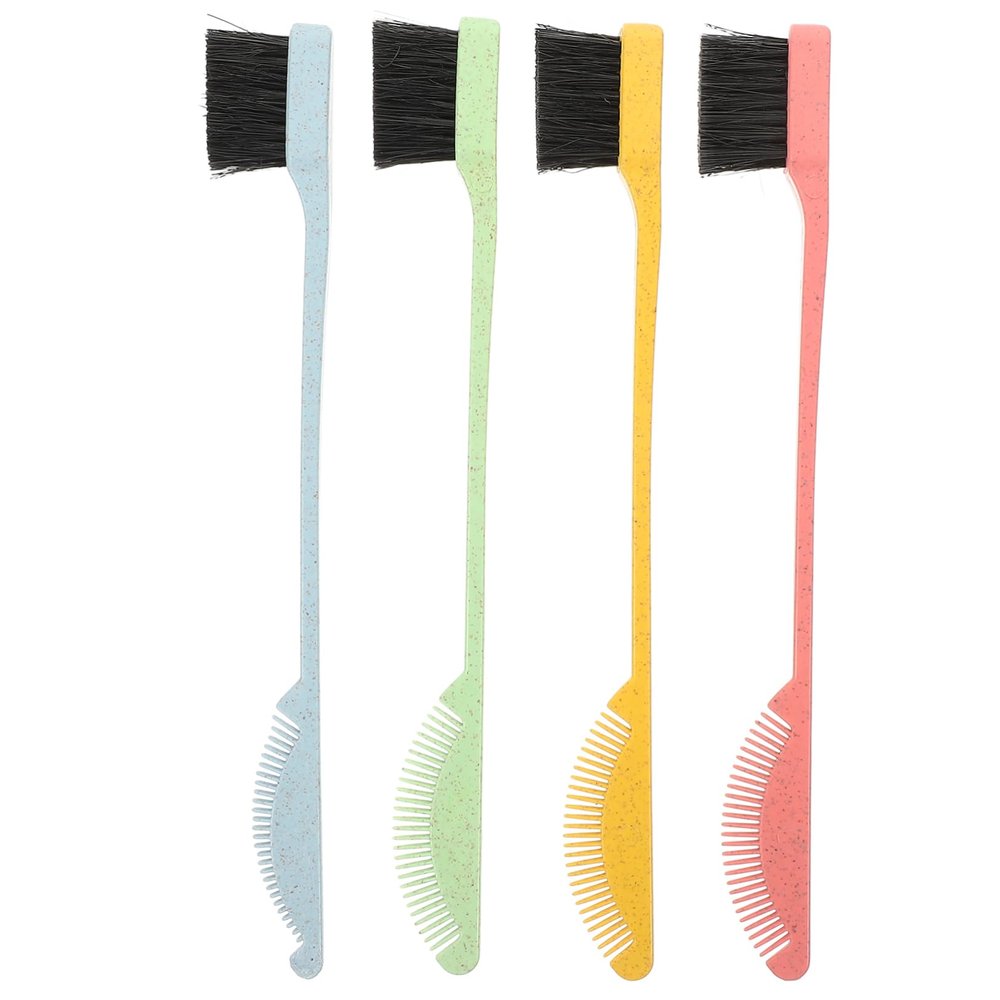 PLAFOPE 4pcs Professional Eyebrow Brush and Comb Hard Bristle Spoolie Lash Styling Makeup Brow Brush Kit for Friends Family