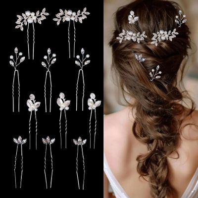 11 Pieces Bride Hair Pins Rhinestone Bridal Hairpiece for Women Crystal Wedding Hair Accessories for Bridesmaids