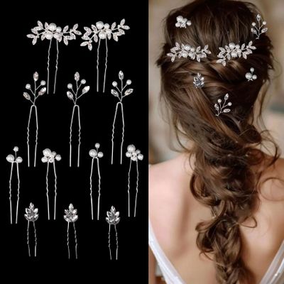 12 Pieces Bride Hair Pins Rhinestone Bridal Hairpiece for Women Crystal Wedding Hair Accessories for Bridesmaids