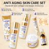 Collagen Skin Care Set, Anti Aging Skincare Set for Face, Shrink Pores, Hydrate & Firm Skin, 6 Pcs Individually Packaged Skincare Kits for Women with Cleanser, Toner, Lotion, Serum, Cream, Eye Cream. view 2