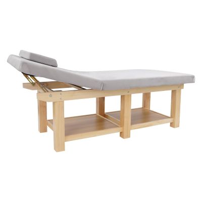 GUIAFUHYE Wood Wide Stationary Massage Table for Treatment Table Physical Therapy Table Spa Facial Bed, Heavy Duty Professional Stationary Massage Bed (Wood Color, Grey)