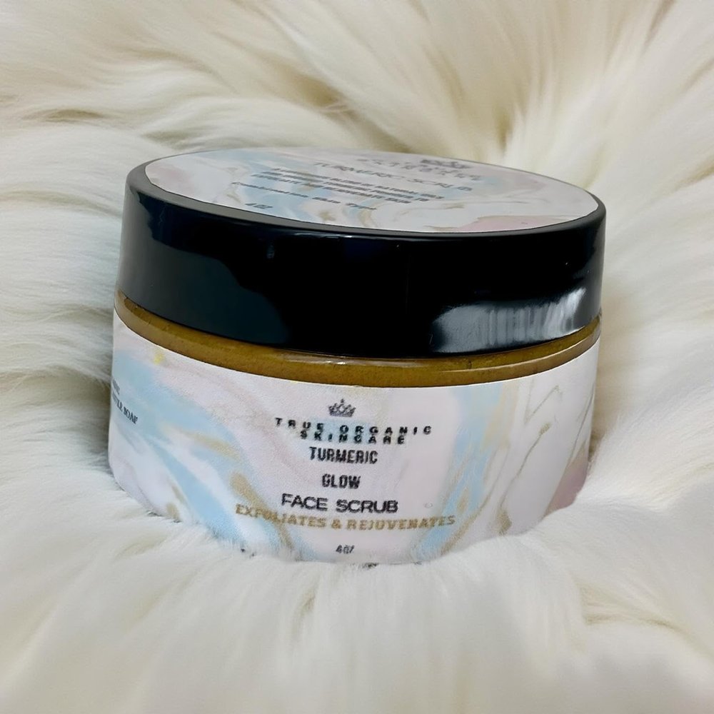 True Organic Skincare Turmeric Glow Face Scrub, Exfoliating and Rejuvenating, 4 fl oz