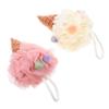 Outanaya 2pcs Portable Bath Sponges Elastic Shower Loofah for Gentle Exfoliation Soft and Safe Material for Men and Women Pink and White view 1