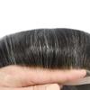 French Lace Front Mens Toupee Hair System For Men Hair Replacement Durable Mono Poly Skin Toupee For Men Soft Human Hair Pieces Natural Hairline #1B30 Off Black+30% Gray-130% Medium Density 6"X9" view 3