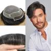 French Lace Front Mens Toupee Hair System For Men Hair Replacement Durable Mono Poly Skin Toupee For Men Soft Human Hair Pieces Natural Hairline #1B10 Off Black+10%Gray-110%Light to Medium Density 6X9 view 1