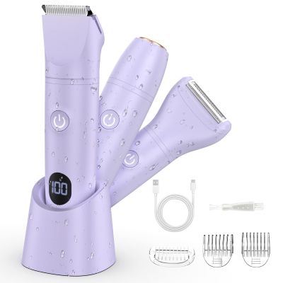 Bikini Trimmer Electric Razors for Women,3 in 1 Body Hair Removal Kit for Face,Pubic,Arm, Leg, Armpit, Bikini Trimmer,Painless IPX6 Waterproof Rechargeable Portable Lady Shavers Wet & Dry Gifts
