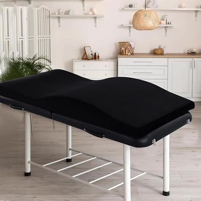 Black,180 * 60 * 18cm,Eyelash Extension Beauty Salon Ergonomic Curved Lash Bed Mattress Topper Velvet Massage Table Memory Foam Curved Eyelash Bed